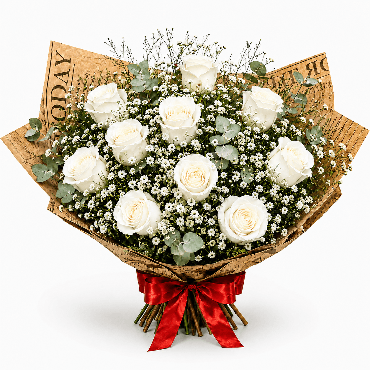 Buquê Paz e Elegância – 10 Rosas Brancas