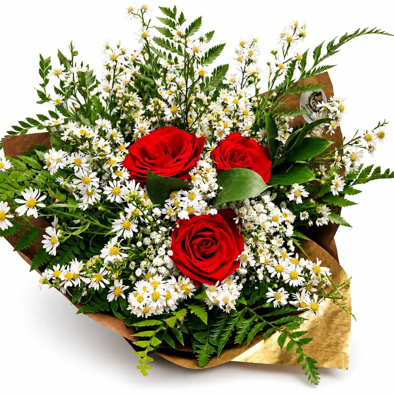 Arranjo com 3 Rosas Vermelhas Importadas