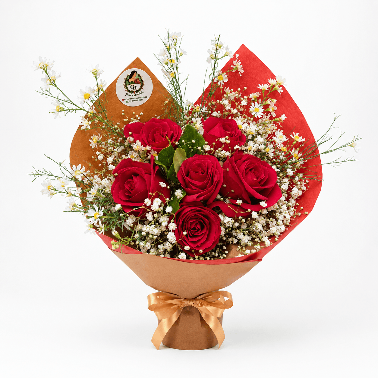 Buquê de 6 Rosas Vermelhas