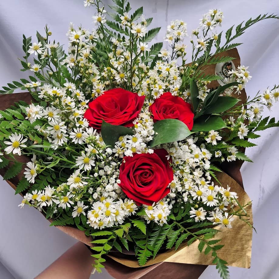 Arranjo de 3 Rosas Vermelhas