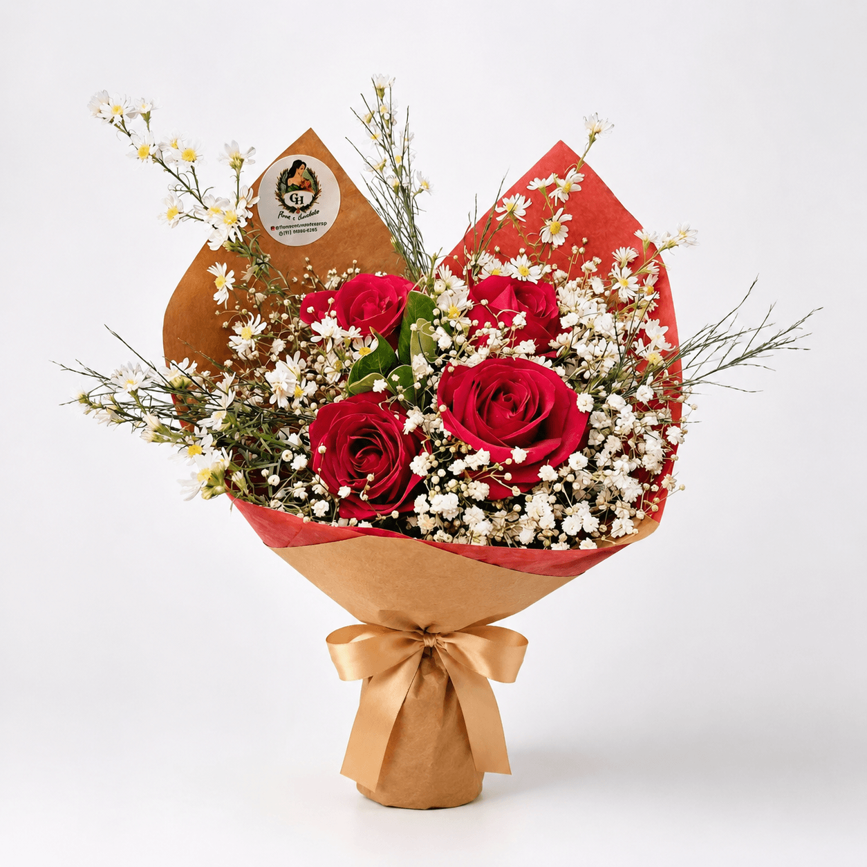 Buquê de 4 Rosas Vermelhas